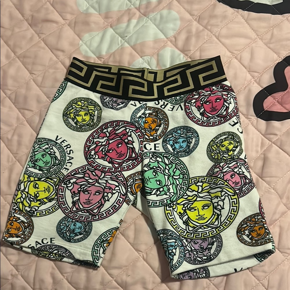 Versace Medusa Print Shorts with Multicolor Accents